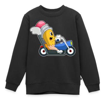 Moto Pencil - Sweat Premium enfant bio - noir - Devant - AI Model Kid Female (0cm)