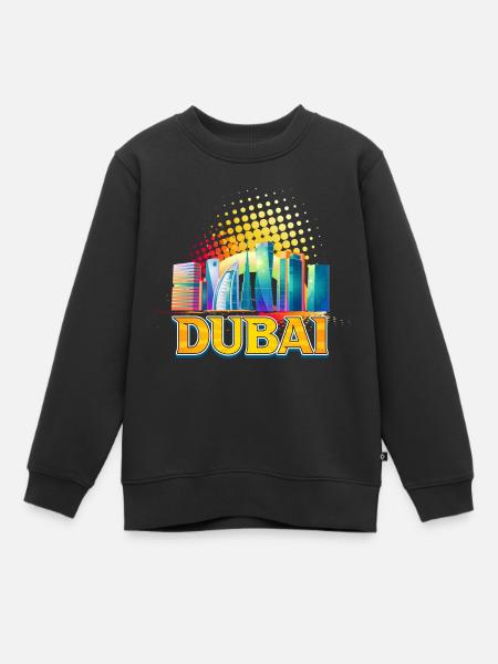 Dubaï Skyline Summer Sun Palm Beach Mer - Sweat Premium enfant bio - noir