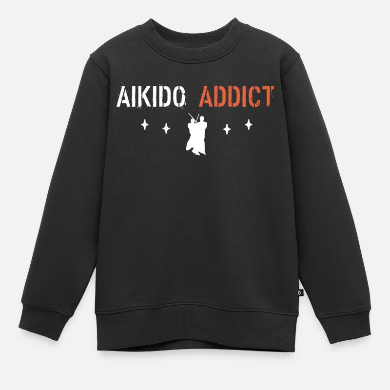 Aikido Addict - Sweat Premium enfant bio - noir