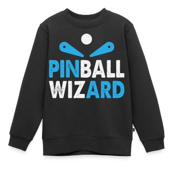 Pinball blanc bleu Pinball Wizard Flipper - Sweat Premium enfant bio - noir - Devant - AI Model Kid Female (0cm)
