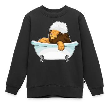Baignoire Lion - Sweat Premium enfant bio - noir - Devant - AI Model Kid Female (0cm)