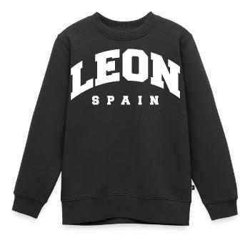 León - Kids Premium Organic Sweatshirt - black - Front - AI Model Kid Female (0cm)
