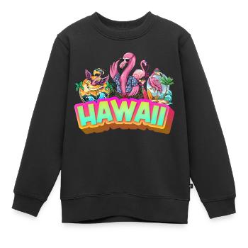 Hawaii Summer Flamingo Palm Tree Beach Ocean Vacation - Sweat Premium enfant bio - noir - Devant - AI Model Kid Female (0cm)