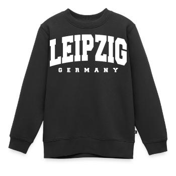 Leipzig - Sweat Premium enfant bio - noir - Devant - AI Model Kid Female (0cm)