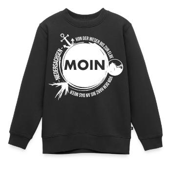 Wir sind die Niedersachsen - MOIN - Kinder Premium Organic Sweatshirt - Schwarz - Vorne - AI Model Kid Female (0cm)