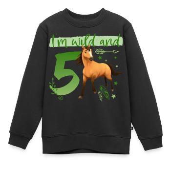 Spirit I'm wild and 5 Anniversaire Tenue Cadeau - Sweat Premium enfant bio - noir - Devant - AI Model Kid Female (0cm)