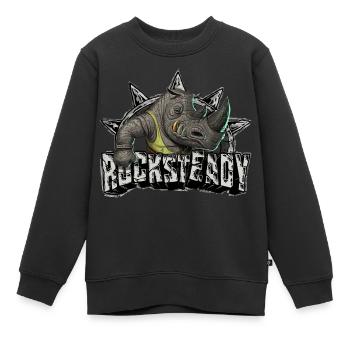 TMNT Mutant Mayhem Avec Rocksteady - Sweat Premium enfant bio - noir - Devant - AI Model Kid Female (0cm)