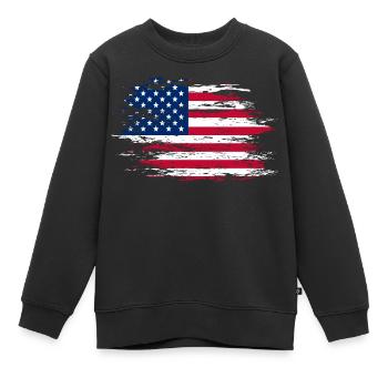 USA Flagge used - Kinder Premium Organic Sweatshirt - Schwarz - Vorne - AI Model Kid Female (0cm)