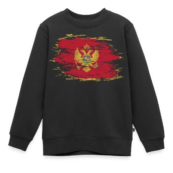 Montenegro Flagge used - Kinder Premium Organic Sweatshirt - Schwarz - Vorne - AI Model Kid Female (0cm)