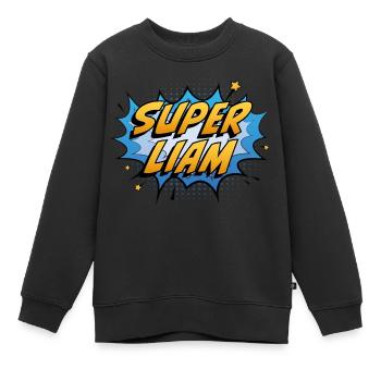 Super Liam - Kinder Premium Organic Sweatshirt - Schwarz - Vorne - AI Model Kid Female (0cm)