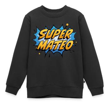 Super Mateo - Sweat Premium enfant bio - noir - Devant - AI Model Kid Female (0cm)