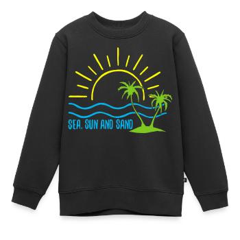 Meer, Sonne und Sand - Kinder Premium Organic Sweatshirt - Schwarz - Vorne - AI Model Kid Female (0cm)