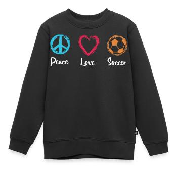 Frieden Liebe Fußball - Kinder Premium Organic Sweatshirt - Schwarz - Vorne - AI Model Kid Female (0cm)