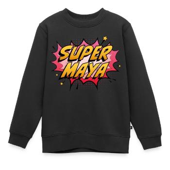 Super Maya - Sweat Premium enfant bio - noir - Devant - AI Model Kid Female (0cm)