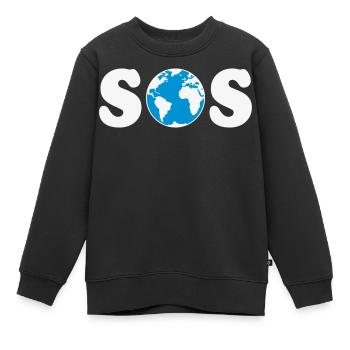 SOS – Earth Day / Klimawandel (W / 2C / SVG) - Kinder Premium Organic Sweatshirt - Schwarz - Vorne - AI Model Kid Female (0cm)
