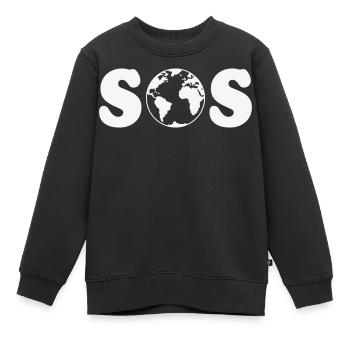 SOS – Erdüberlastungstag / Klimawandel (W / SVG) - Kinder Premium Organic Sweatshirt - Schwarz - Vorne - AI Model Kid Female (0cm)