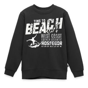 Hossegor Zeit zum Strand und Surfen - Kinder Premium Organic Sweatshirt - Schwarz - Vorne - AI Model Kid Female (0cm)