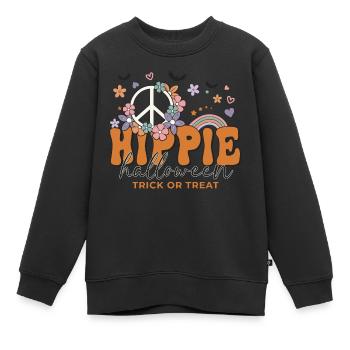 Drôle d’Halloween disant Halloween hippie - Sweat Premium enfant bio - noir - Devant - AI Model Kid Female (0cm)