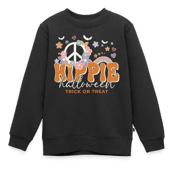 Lustiger Halloween Spruch Hippie Halloween - Kinder Premium Organic Sweatshirt - Schwarz - Vorne - AI Model Kid Female (0cm)