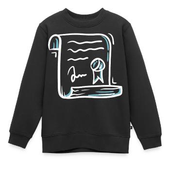 Certificat de diplôme - Sweat Premium enfant bio - noir - Devant - AI Model Kid Female (0cm)