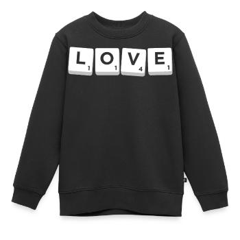 Scrabble-Buchstaben-Kachel Love - Kinder Premium Organic Sweatshirt - Schwarz - Vorne - AI Model Kid Female (0cm)