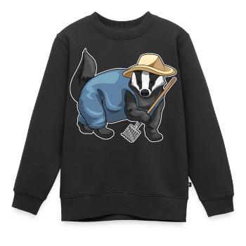 Dachs Landwirt Harke Bauernhof - Kinder Premium Organic Sweatshirt - Schwarz - Vorne - AI Model Kid Female (0cm)