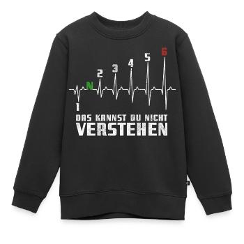1N23456 Motorrad Gangschaltung - Adrenalin - Puls - Kinder Premium Organic Sweatshirt - Schwarz - Vorne - AI Model Kid Female (0cm)
