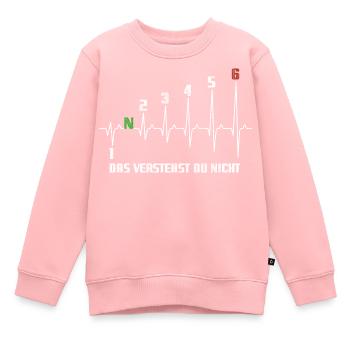 1N23456 Motorrad Gangschaltung - Adrenalin - Puls - Kinder Premium Organic Sweatshirt - Rosa - Vorne - AI Model Kid Female (0cm)