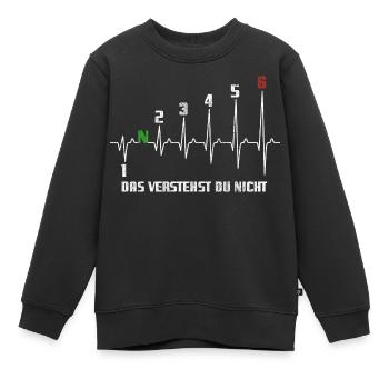 1N23456 Motorrad Gangschaltung - Adrenalin - Puls - Kinder Premium Organic Sweatshirt - Schwarz - Vorne - AI Model Kid Female (0cm)