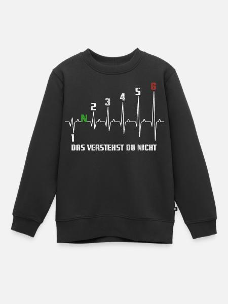 1N23456 Motorrad Gangschaltung - Adrenalin - Puls - Kinder Premium Organic Sweatshirt - Schwarz