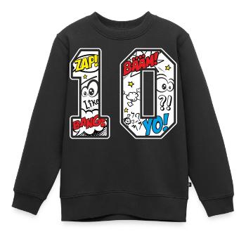10. Geburtstag Cartoon Comic Zahl 10 Geschenk - Kinder Premium Organic Sweatshirt - Schwarz - Vorne - AI Model Kid Female (0cm)