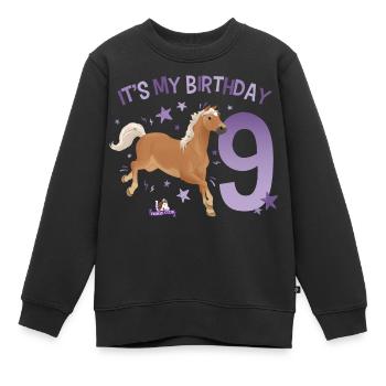 schleich® HORSE CLUB 9 Years Old Ninth Birthday - Kids Premium Organic Sweatshirt - black - Front - AI Model Kid Female (0cm)