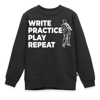 Writing, practicing, playing, repeating - Kids Premium Organic Sweatshirt - black - Front - AI Model Kid Female (0cm)