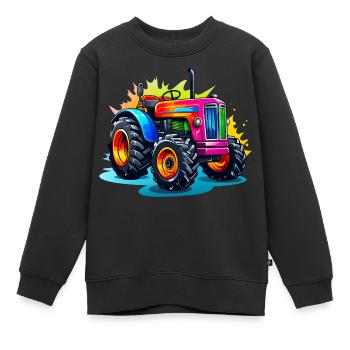 Tracteur aux couleurs vives - Sweat Premium enfant bio - noir - Devant - AI Model Kid Female (0cm)