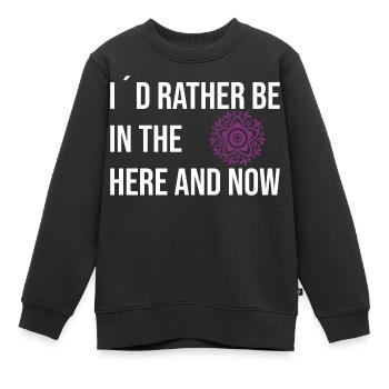 Je préfère être dans l’ici et maintenant - Sweat Premium enfant bio - noir - Devant - AI Model Kid Female (0cm)