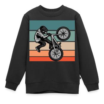 Bmx Rider Vintage Retro Hobby Sport Bike Chemise - Sweat Premium enfant bio - noir - Devant - AI Model Kid Female (0cm)