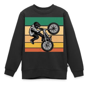 Vélo BMX | Rider BMX | Vélo BMX pour enfants - Sweat Premium enfant bio - noir - Devant - AI Model Kid Female (0cm)