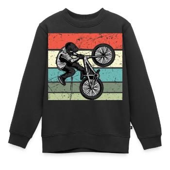 BMX Accessoires Enfants Vélo Rétro - Sweat Premium enfant bio - noir - Devant - AI Model Kid Female (0cm)