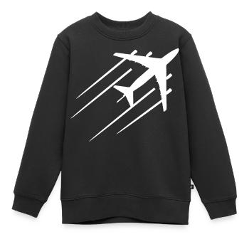 Avion - Sweat Premium enfant bio - noir - Devant - AI Model Kid Female (0cm)