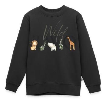 Wild Two Safari Deuxième anniversaire anniversaire 2 - Sweat Premium enfant bio - noir - Devant - AI Model Kid Female (0cm)