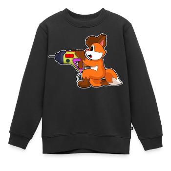 Fuchs Handwerker Bohrmaschine Handwerk - Kinder Premium Organic Sweatshirt - Schwarz - Vorne - AI Model Kid Female (0cm)
