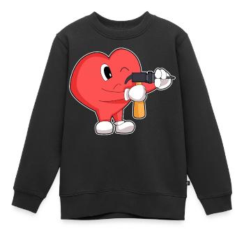 Herz Handwerker Bohrmaschine Handwerk - Kinder Premium Organic Sweatshirt - Schwarz - Vorne - AI Model Kid Female (0cm)