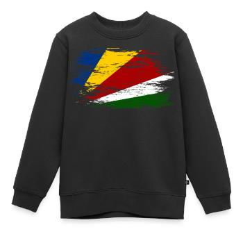 Seychellen Flagge used - Kinder Premium Organic Sweatshirt - Schwarz - Vorne - AI Model Kid Female (0cm)