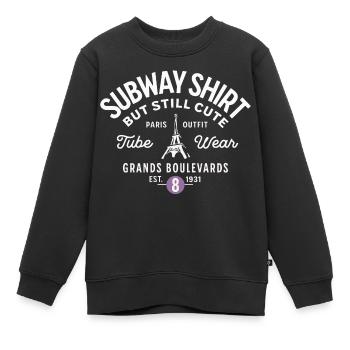 Paris subway shirt Grands Boulevards - Sweat Premium enfant bio - noir - Devant - AI Model Kid Female (0cm)
