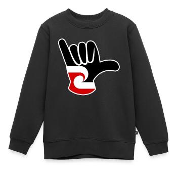 Drapeau maori Shaka - Sweat Premium enfant bio - noir - Devant - AI Model Kid Female (0cm)