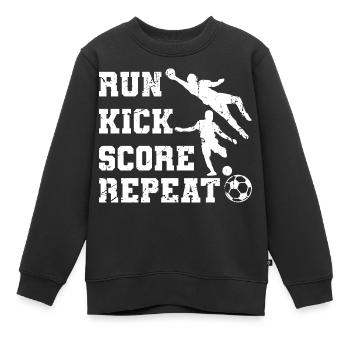 Exécuter la répétition du score de coup de pied - Sweat Premium enfant bio - noir - Devant - AI Model Kid Female (0cm)