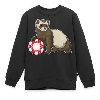 Ferret Poker Jetons de Poker - Sweat Premium enfant bio - noir - Devant - AI Model Kid Female (0cm)