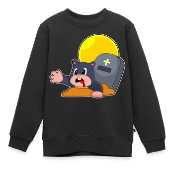 Pierre tombale d’Halloween de Mole - Sweat Premium enfant bio - noir - Devant - AI Model Kid Female (0cm)