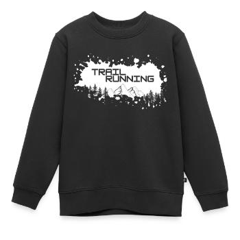 Trail Running Berge und Wald weißer Farbklecks - Kinder Premium Organic Sweatshirt - Schwarz - Vorne - AI Model Kid Female (0cm)