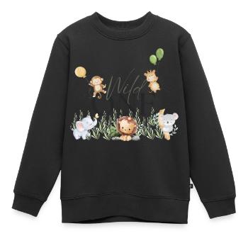Wild One Safari First Birthday erster Geburtstag 1 - Kinder Premium Organic Sweatshirt - Schwarz - Vorne - AI Model Kid Female (0cm)